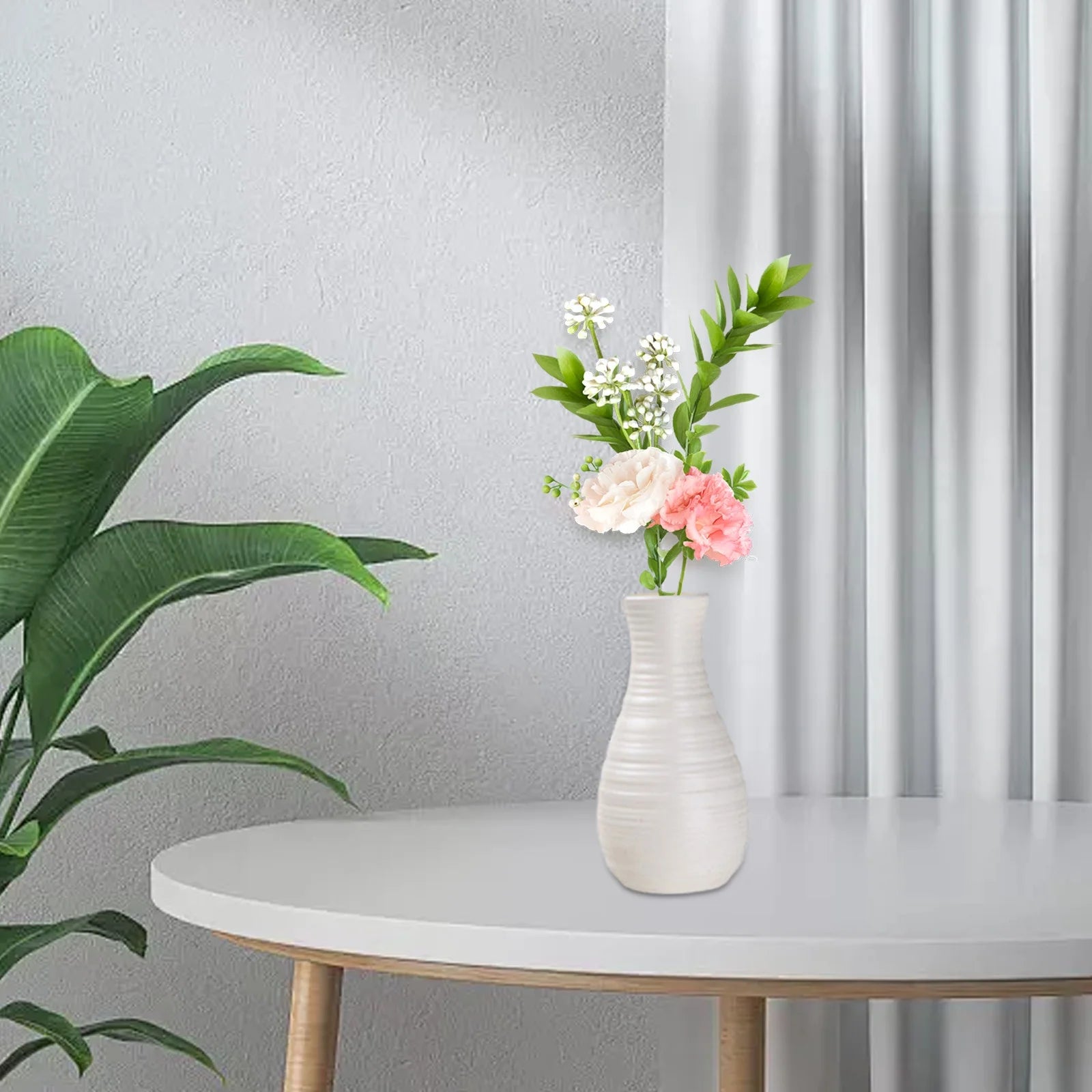 White Tall Floor Vase – 8.27×2.16" Decorative Vase for Flowers, Home Décor, Weddings, Centerpieces, Living Room, Office, Kitchen & Farmhouse Style