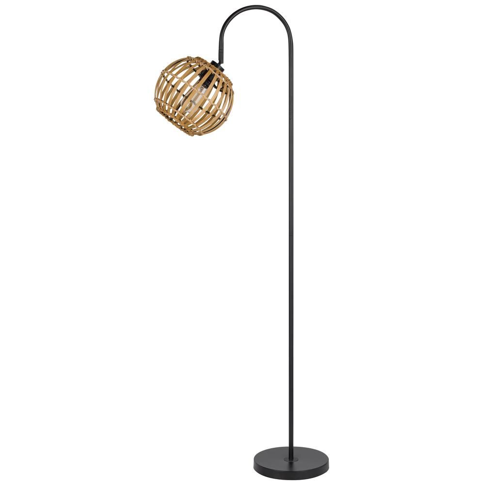 Worcrest 60W Downbridge Metal Floor Lamp with Bamboo Shade