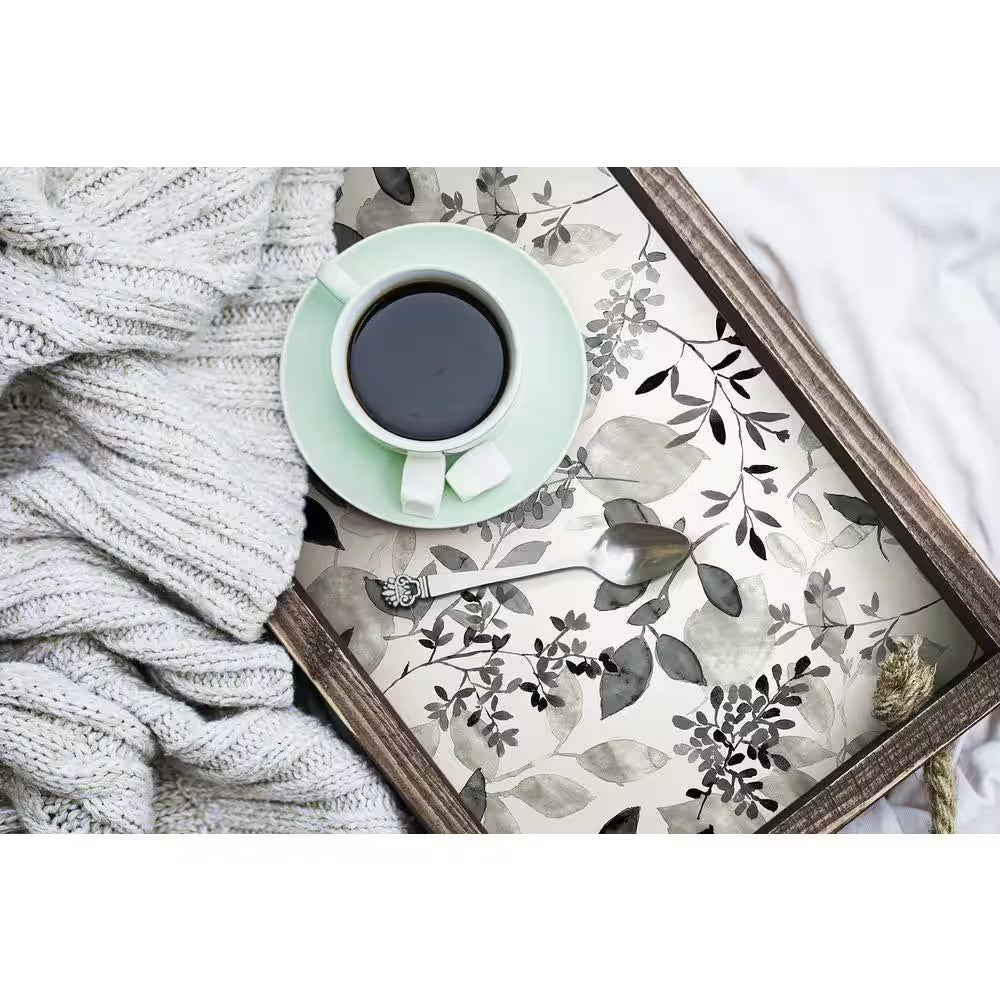 Black Breezy Floral Botanical Vinyl Peel and Stick Wallpaper Roll