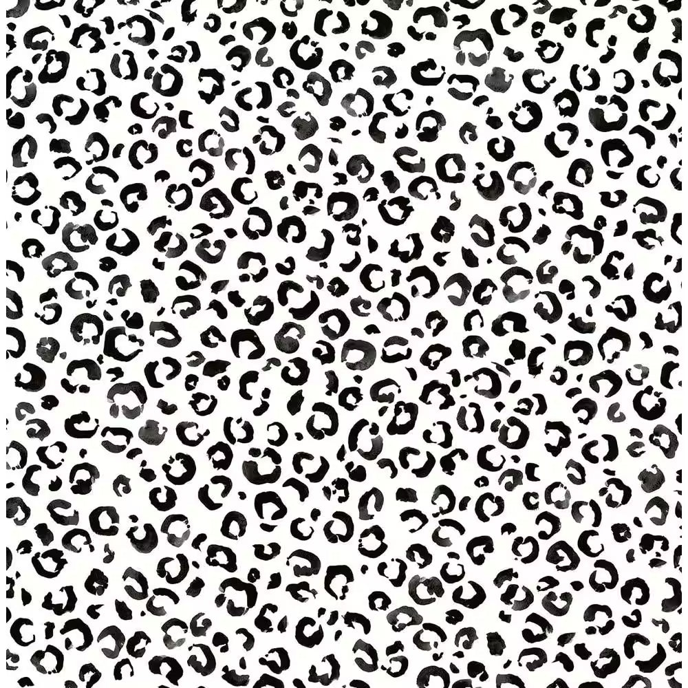 Black and White Leopard Print Vinyl Peel and Stick Wallpaper Roll 30.75 sq. ft