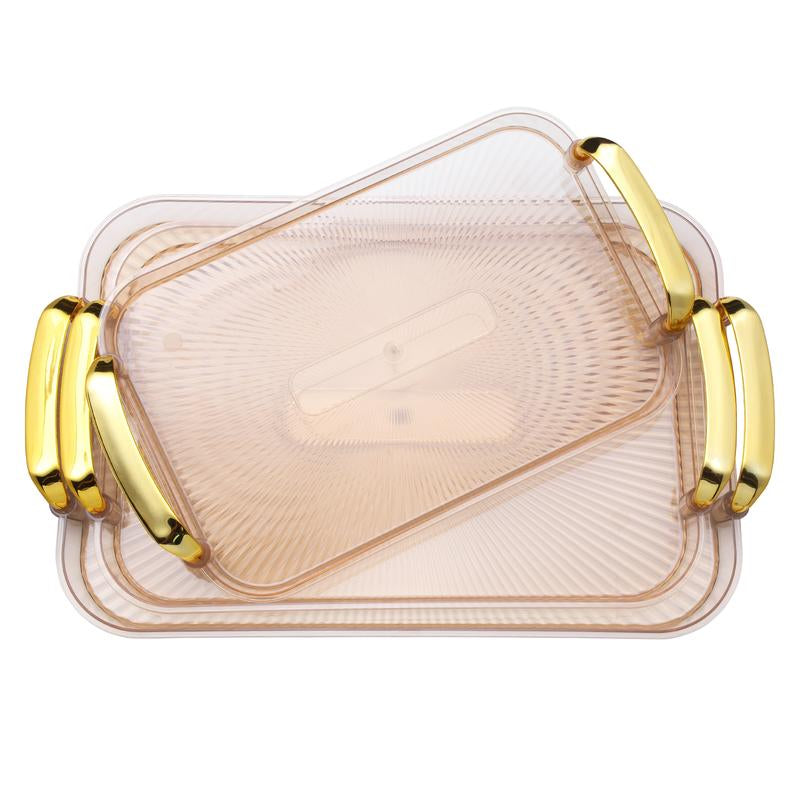 Set of 3 Plastic Serving Trays – Multi-Purpose Food Platters for Vegetables, Fruits, Snacks, Desserts, Cheese, and Party Displays – Ideal for Holidays, Gatherings & Thanksgiving