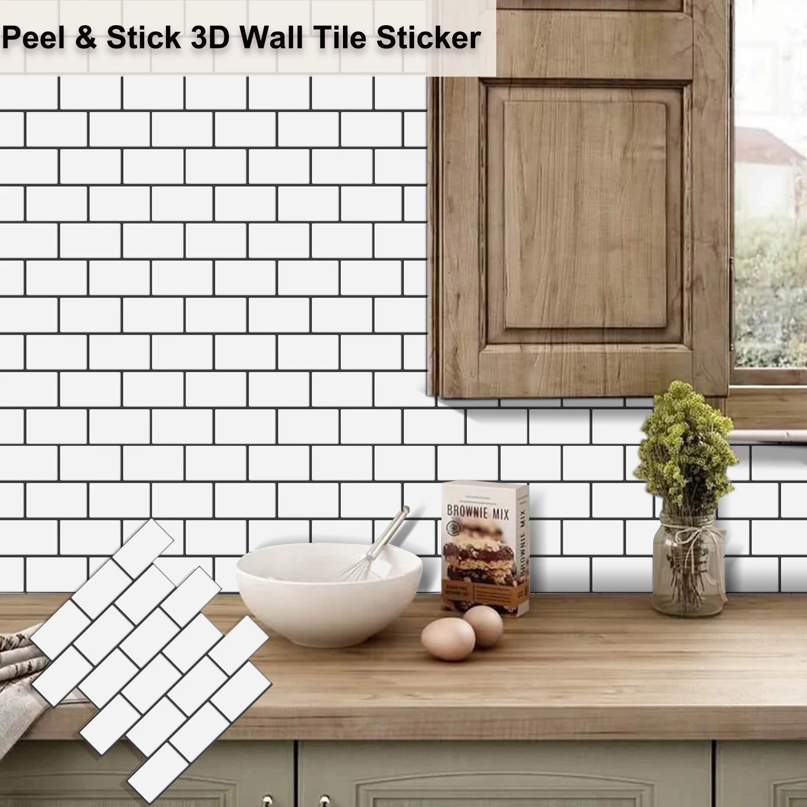 Heat-Resistant 3D Subway Brick Peel and Stick Kitchen Backsplash Tile Stickers
