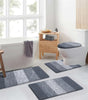 Traditional 4 Piece Microfiber Washable Bathroom Rug Set, Grey