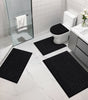 Bathroom Rugs Set of 4 Piece, Bath Mats, Microfiber Non Slip Shaggy Ultra Soft Bathroom Runner with U Shaped Contour Toilet Mat for Bathroom, Shower Inside Floor, Brown