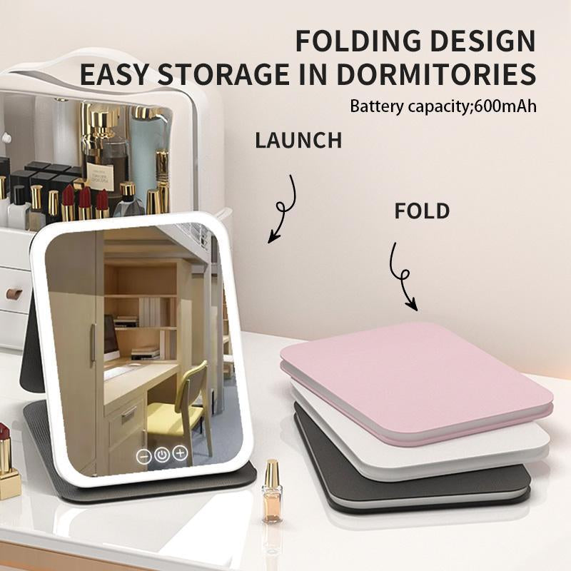 LED makeup mirror, portable mirror, foldable with light, makeup mirror, desktop fill light, student dormitory office mirror, ins high-value light #TOP PICKS