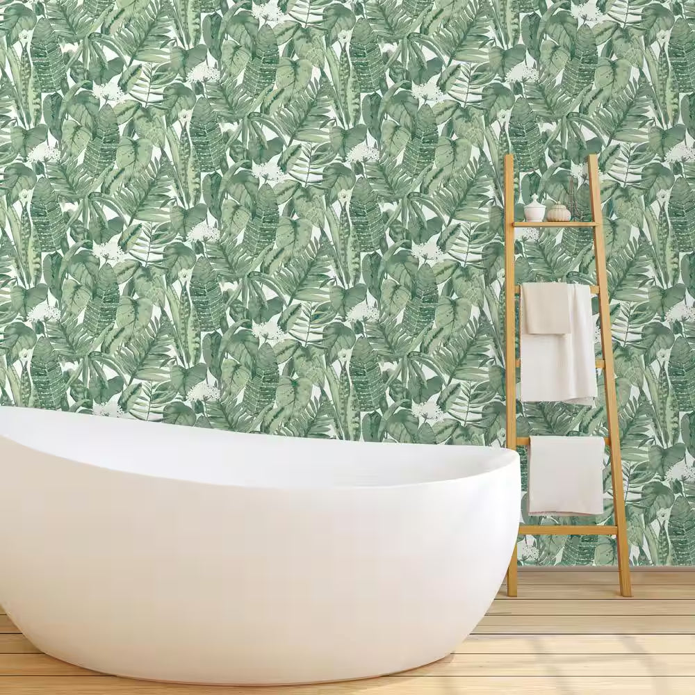 Jungle Green Tropical Vinyl Peel and Stick Wallpaper Roll (Covers 28 Sq. ft.)