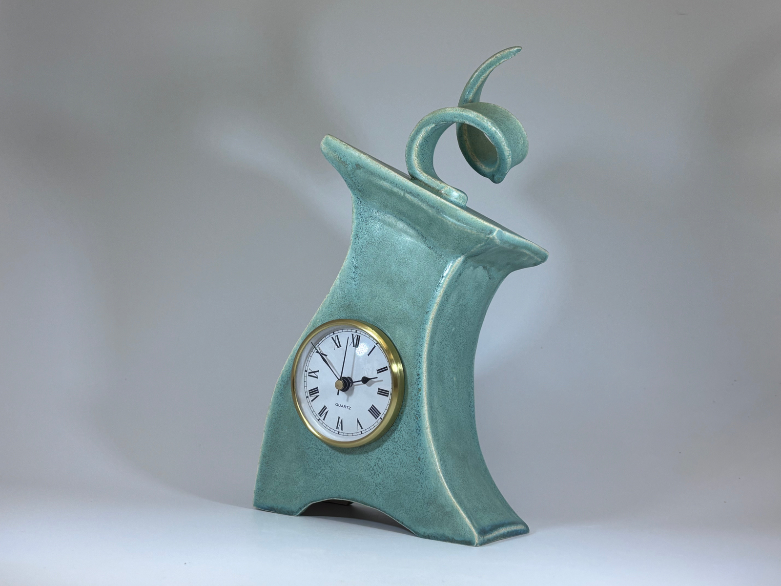 Ceramic Mantel Clock with Enclosed Face - Cornish Copper