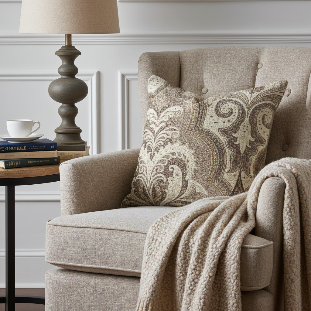 Tawny Isabella Damask Luxury Throw Pillow