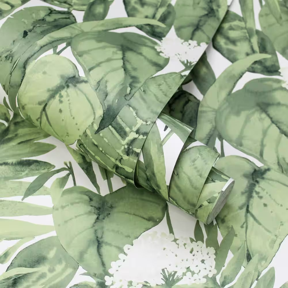 Jungle Green Tropical Vinyl Peel and Stick Wallpaper Roll (Covers 28 Sq. ft.)