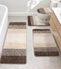 Traditional 4 Piece Microfiber Washable Bathroom Rug Set, Grey