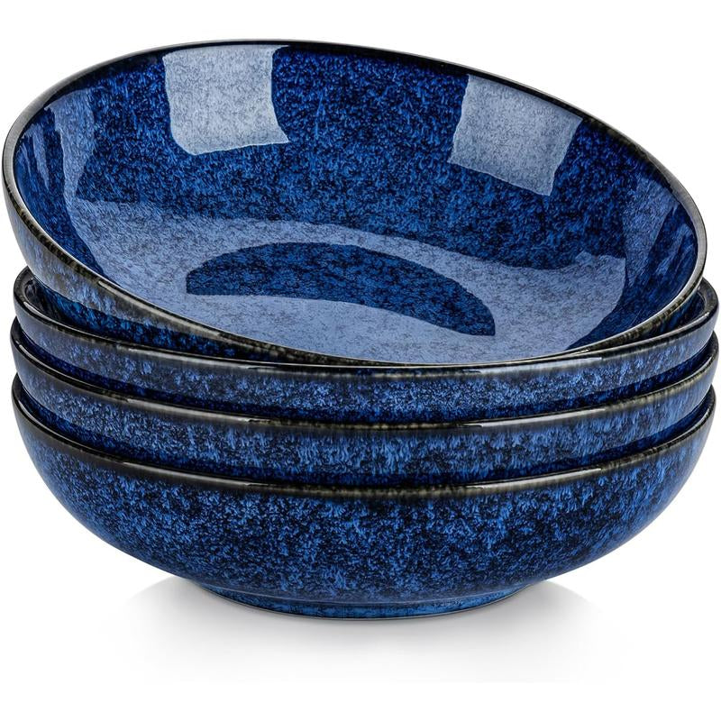 Vancasso Stern 4-Piece Large Pasta Bowls – 38 oz Ceramic Wide Bowls for Soup, Pasta, Salad & Cereal | Microwave Safe, Durable Stoneware Kitchenware