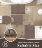 Bathroom Rugs Set of 4 Piece, Bath Mats, Microfiber Non Slip Shaggy Ultra Soft Bathroom Runner with U Shaped Contour Toilet Mat for Bathroom, Shower Inside Floor, Brown