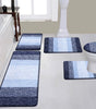 Traditional 4 Piece Microfiber Washable Bathroom Rug Set, Grey