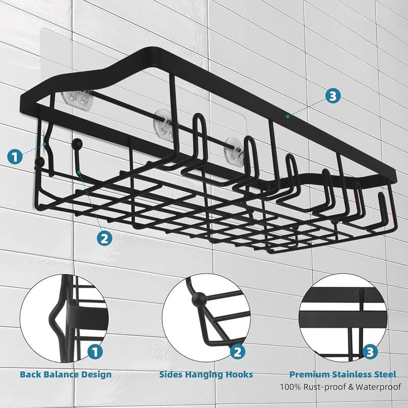 Stainless Steel Shower Caddy 7 Pack Adhesive Shelf Organizers for Bathroom Kitchen Storage