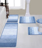 Traditional 4 Piece Microfiber Washable Bathroom Rug Set, Grey
