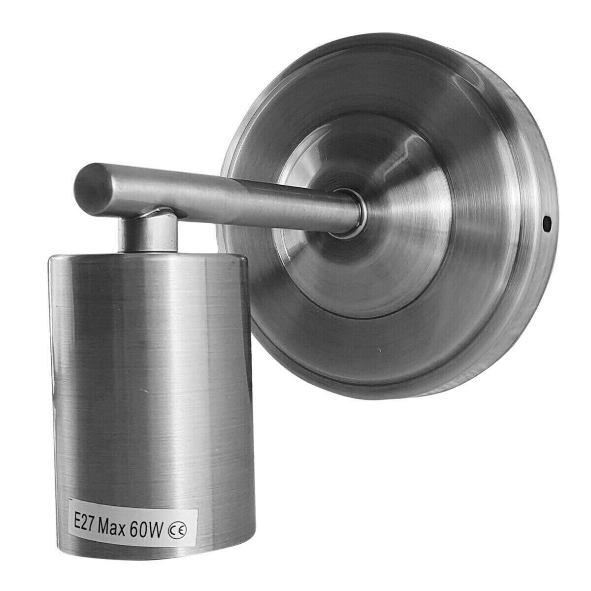 Satin Nickel Industrial Vintage Wall Sconce with Metal Shade (E27)