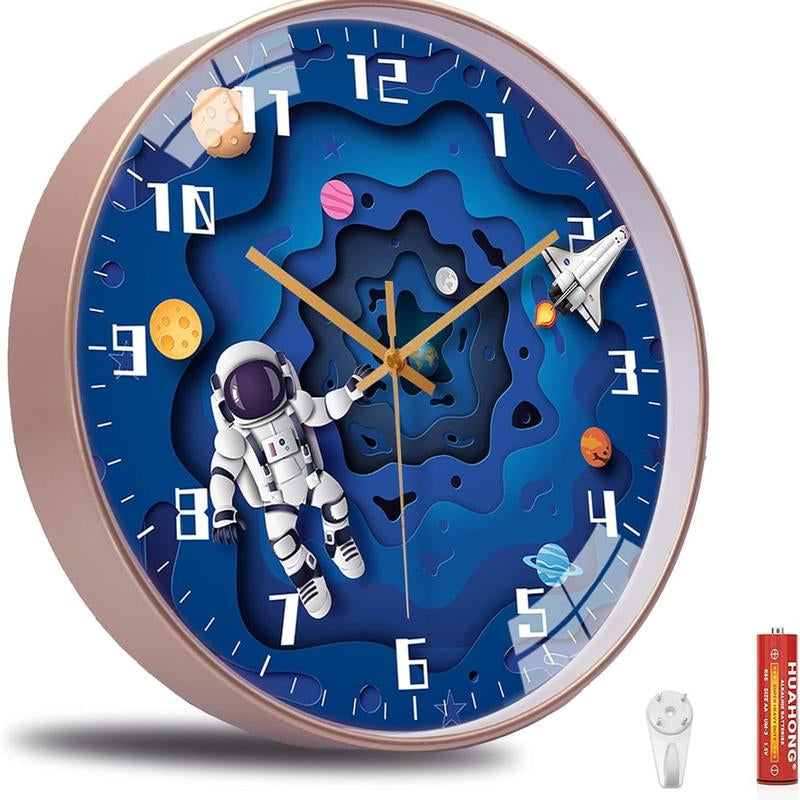 Children’s Room, Silent Wall Clock, Bedroom, Living Room, Kids Clock, Cartoon Clock, Circular Clock, Creative Clock, Quartz Clock, Elementary School, Non-Ticking Clock