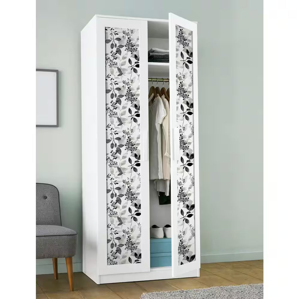 Black Breezy Floral Botanical Vinyl Peel and Stick Wallpaper Roll