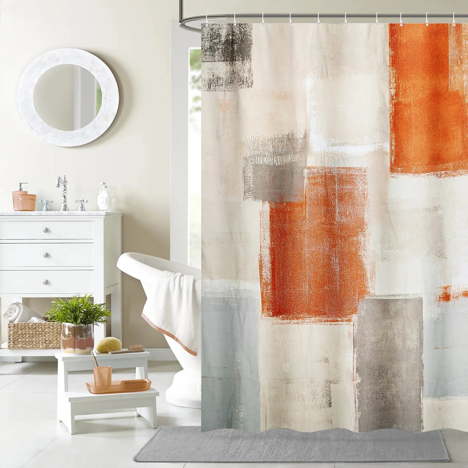 4PCS Shower Curtain Set 78.7inch Enlarge Bathroom Sets with Shower Curtain and Rugs Waterproof Shower Curtain Set with 12 Hooks