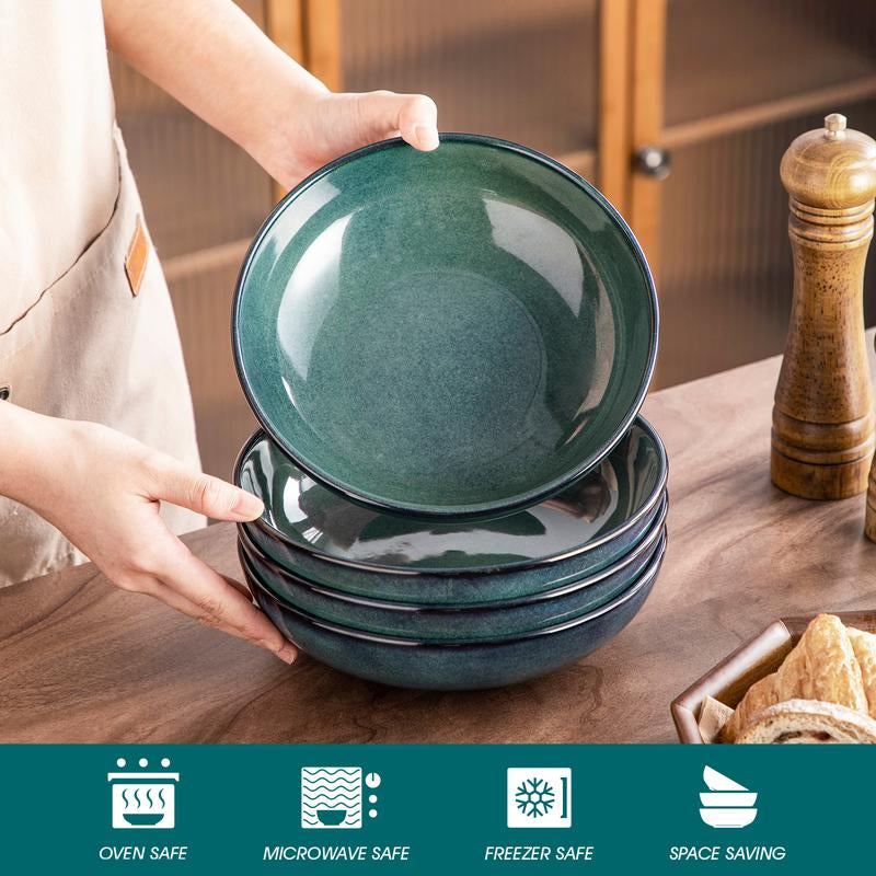 Vancasso Stern 4-Piece Large Pasta Bowls – 38 oz Ceramic Wide Bowls for Soup, Pasta, Salad & Cereal | Microwave Safe, Durable Stoneware Kitchenware