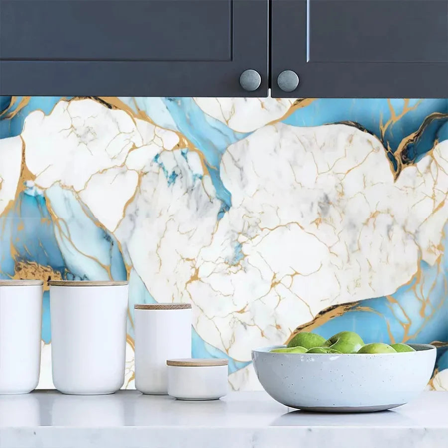 Marble Patterned Wallpaper for Kitchen Dining Room Waterproof and Oil Resistant Home Decoration Background Stickers Wallpaper