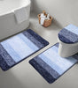 Traditional 4 Piece Microfiber Washable Bathroom Rug Set, Grey