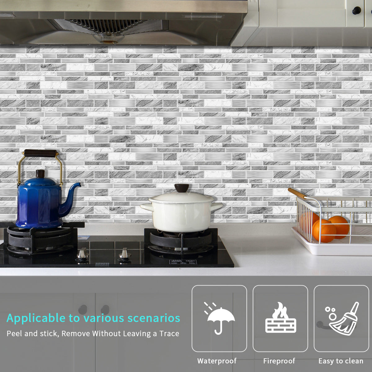 Irregular Shape Modern Grey Marble Pattern Peel And Stick Wallpaper Kitchen Bathroom Tile Stickers