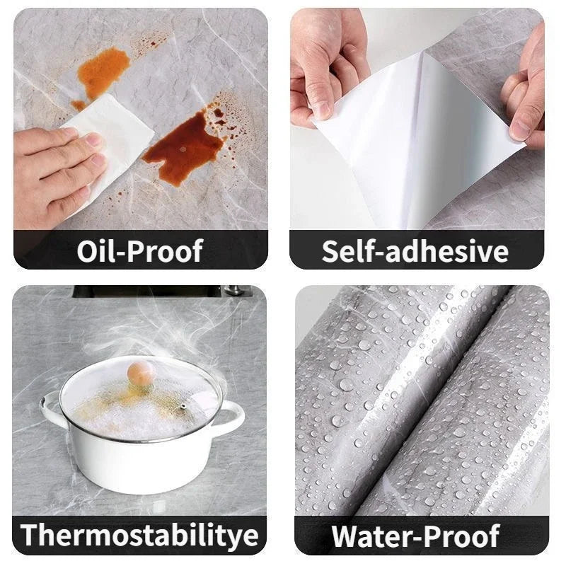 20M Marble Self Adhesive Waterproof Wallpaper for Kitchen Cabinet Oil Proof Mould Proof Modern Style Bathroom Decoration Wall