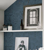 Metallic Blue Ribbon Homestead Floral Vinyl Peel and Stick Wallpaper Roll (Covers 28 sq. ft.)