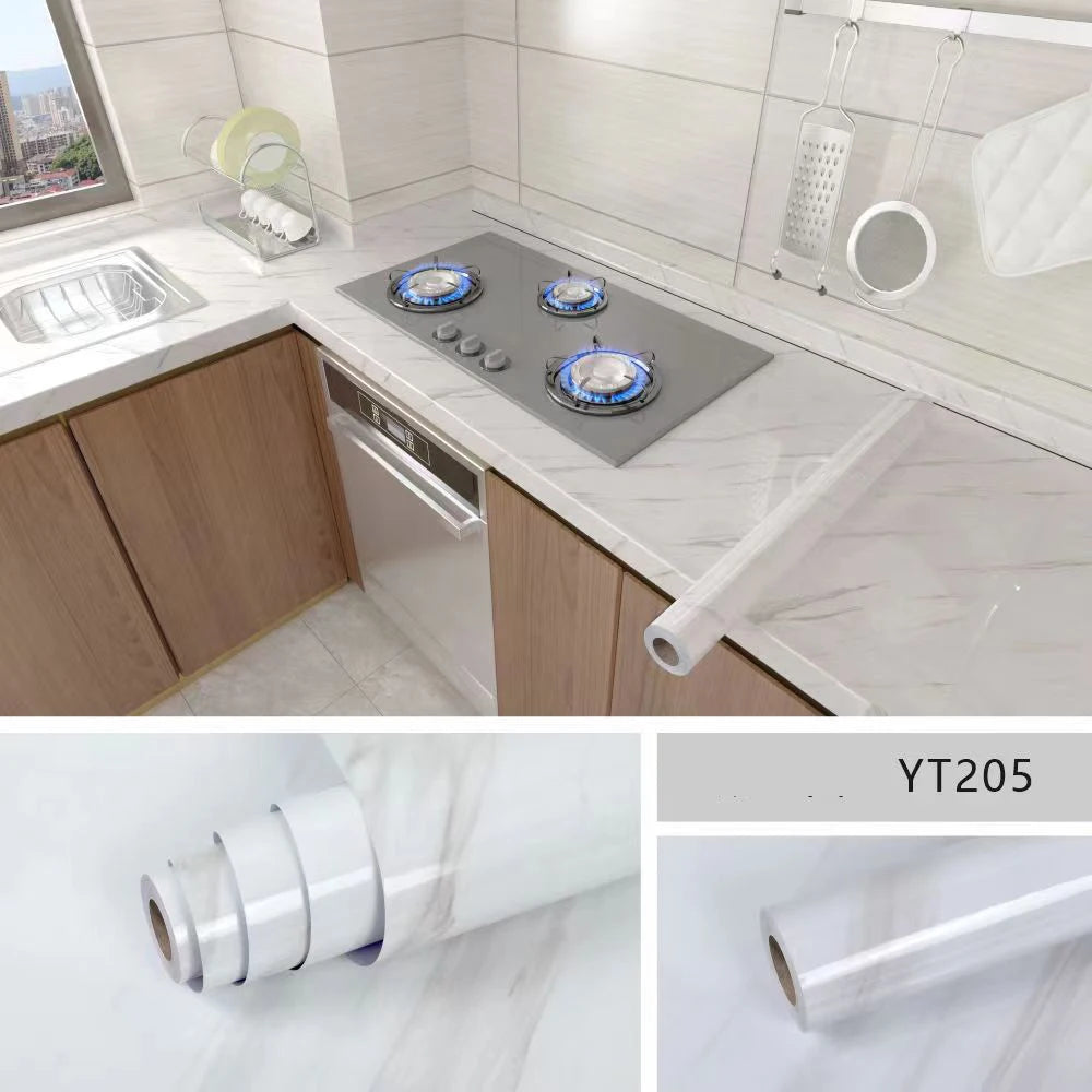 White Marble Waterproof, Oil-Proof & High Temperature Resistant Peel and Stick Wallpaper – Anti-Scratch PVC Vinyl Contact Paper