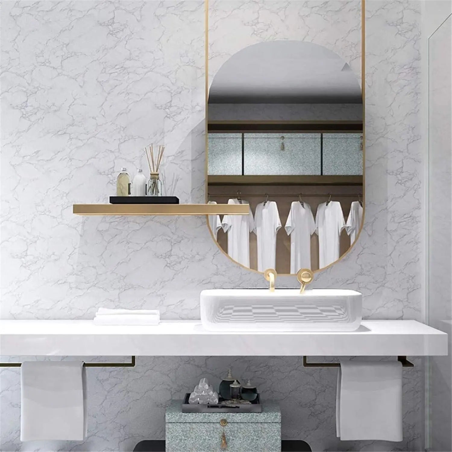 White Marble Waterproof, Oil-Proof & High Temperature Resistant Peel and Stick Wallpaper – Anti-Scratch PVC Vinyl Contact Paper