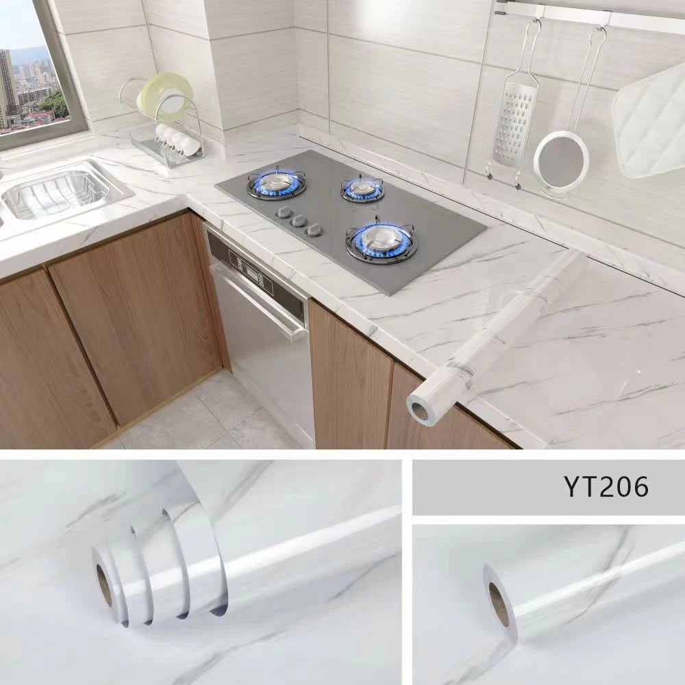 Grey Marble Waterproof, Oil-Proof & High Temperature Resistant Peel and Stick Wallpaper – Anti-Scratch PVC Vinyl Contact Paper