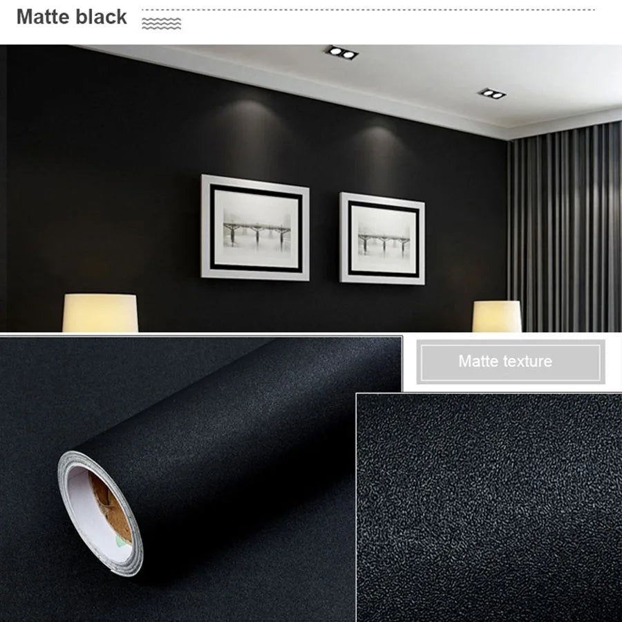 5m Pure Gray Waterproof Extra-Thick PVC Peel-and-Stick Wallpaper – Mould-Resistant for Bedrooms, Cabinets & Furniture