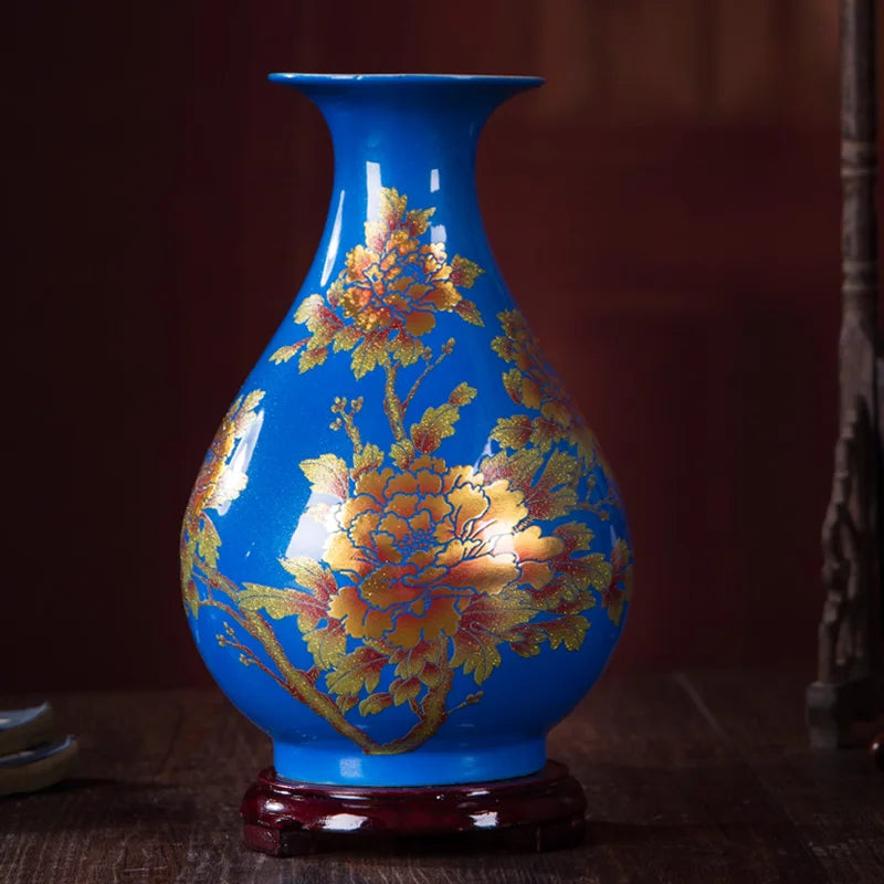 Handmade Crystal-Glaze Ceramic Vase – Gourd & Yu Hu Chun Shapes, 7 Designs