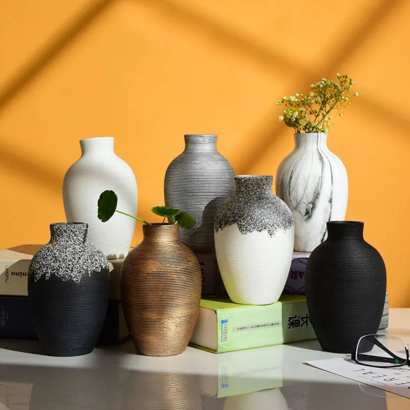 Modern Handmade Ceramic Vase – 5 Numbered Color-Glazed Designs