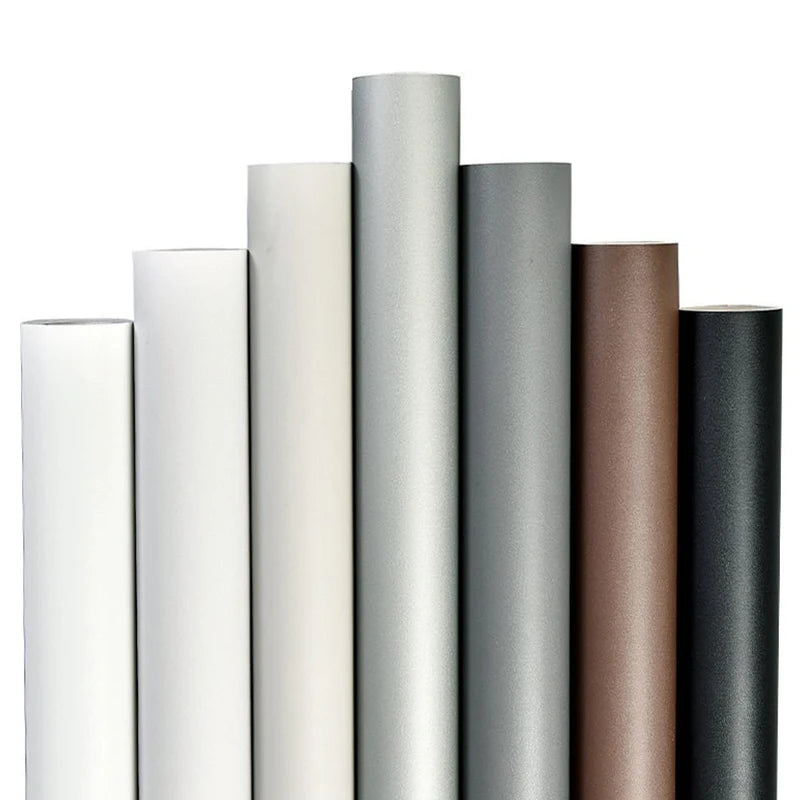 5m Pure Gray Waterproof Extra-Thick PVC Peel-and-Stick Wallpaper – Mould-Resistant for Bedrooms, Cabinets & Furniture