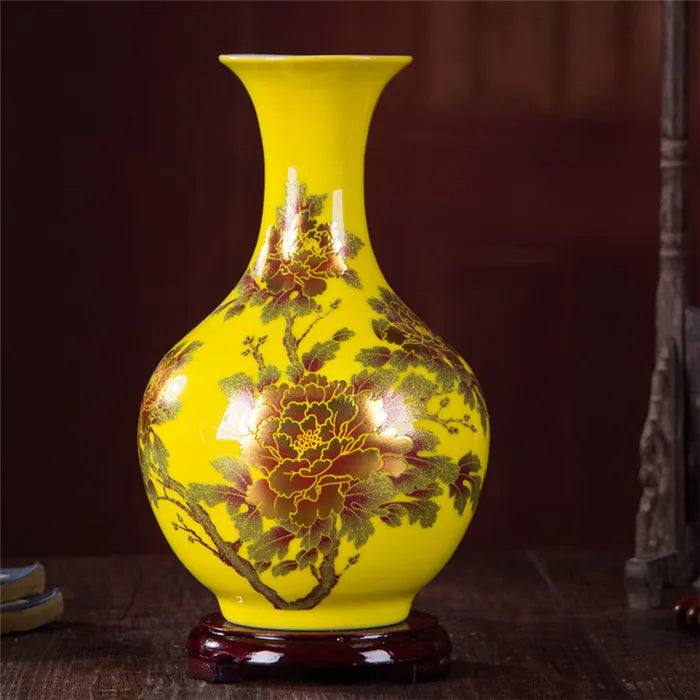 Yellow Crystal-Glaze Ceramic Vase – Designs A–I