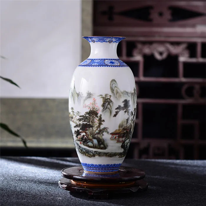 Antique-Style Jingdezhen Ceramic Tabletop Vase – 7 Designs