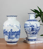 Classic Blue & White Ceramic Tabletop Vase – 6 Decorative Designs, 30 cm