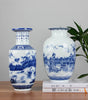 Classic Blue & White Ceramic Tabletop Vase – 6 Decorative Designs, 30 cm
