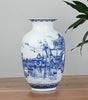 Classic Blue & White Ceramic Tabletop Vase – 6 Decorative Designs, 30 cm