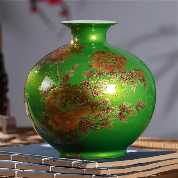 Classical Crystal-Glaze Ceramic Vase – 7 Appreciation & Pomegranate Designs