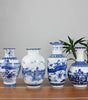 Classic Blue & White Ceramic Tabletop Vase – 6 Decorative Designs, 30 cm