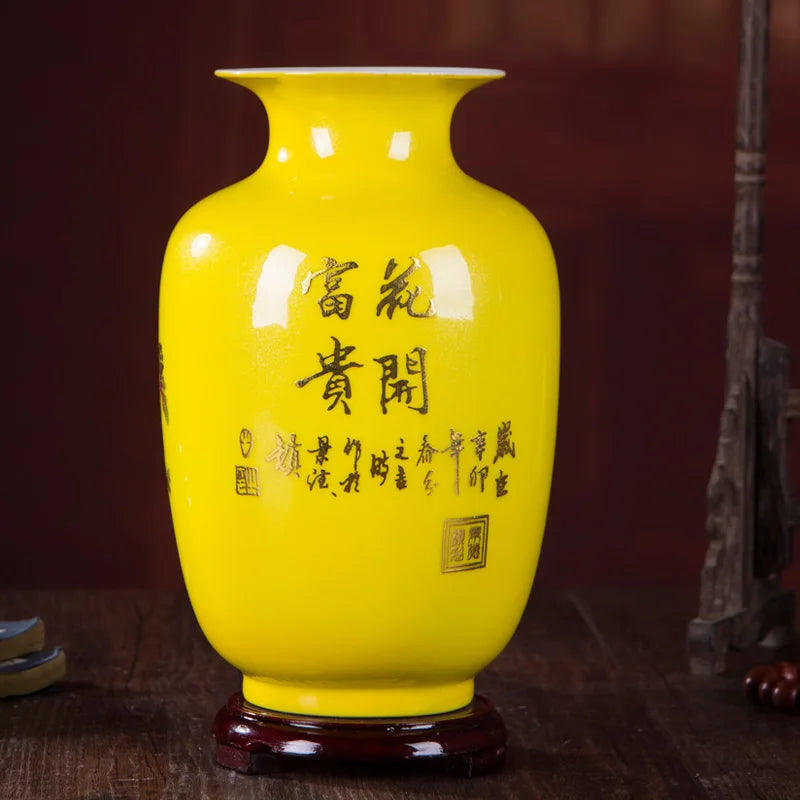 Yellow Crystal-Glaze Ceramic Vase – Designs A–I
