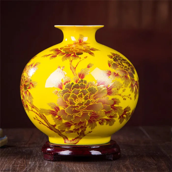 Yellow Crystal-Glaze Ceramic Vase – Designs A–I