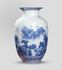 Classic Blue & White Ceramic Tabletop Vase – 6 Decorative Designs, 30 cm