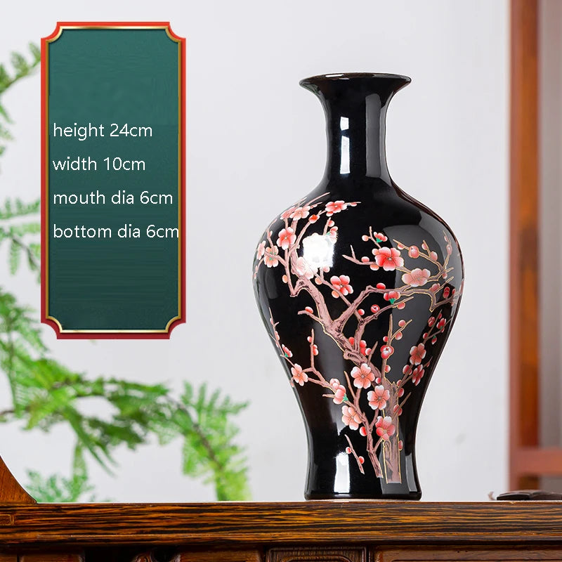 Black Lotus Mirror-Glaze Ceramic Vase – 5 Designs (H–I, K–M)