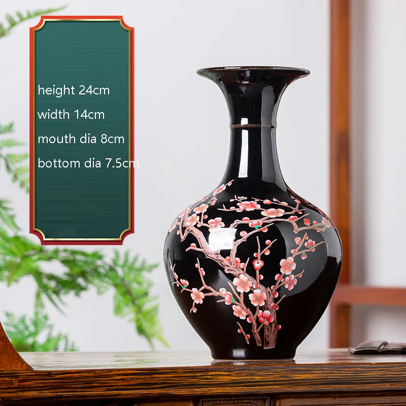 Black Lotus Mirror-Glaze Ceramic Vase – 5 Designs (H–I, K–M)