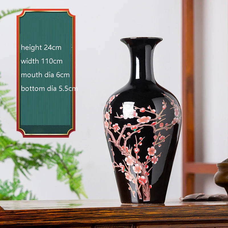 Black Lotus Mirror-Glaze Ceramic Vase – 5 Designs (H–I, K–M)
