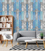 Blue Distressed Wood Waterproof Vinyl Peel-and-Stick Wallpaper – Removable & Oil-Resistant